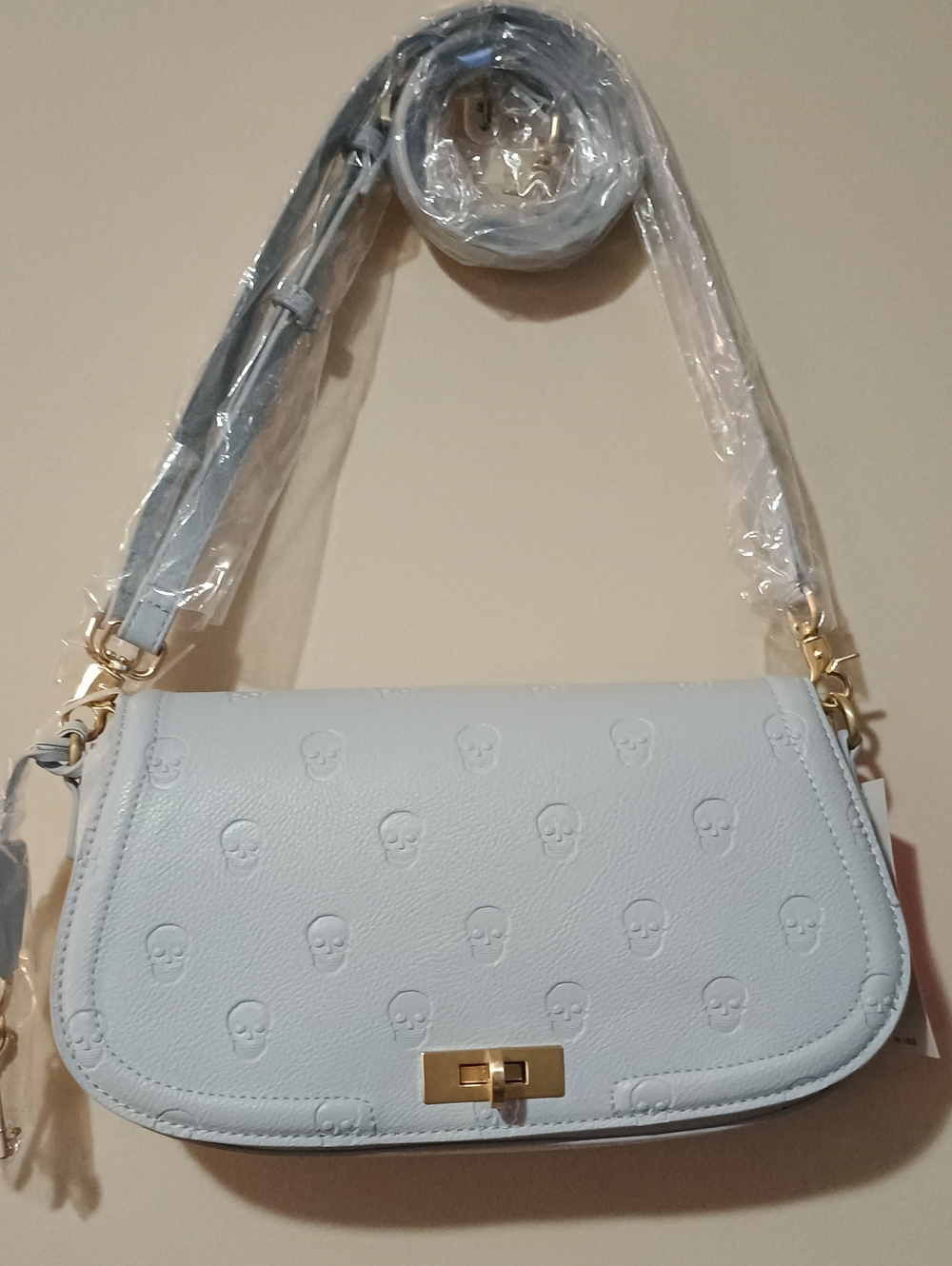 NWT Betsey Johnson XOMARCI Blue Aura Skull Embossed Shoulder Bag